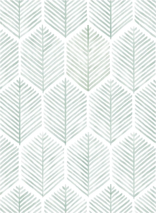 TEKCOOL Modern Peel and Stick Wallpaper Boho Contact Paper for Cabinets and Drawers Self Adhesive Wallpaper Removable Wallpaper for Bedroom Geometric Wallpaper for Bathroom Green/White 45 * 300. - Image 1